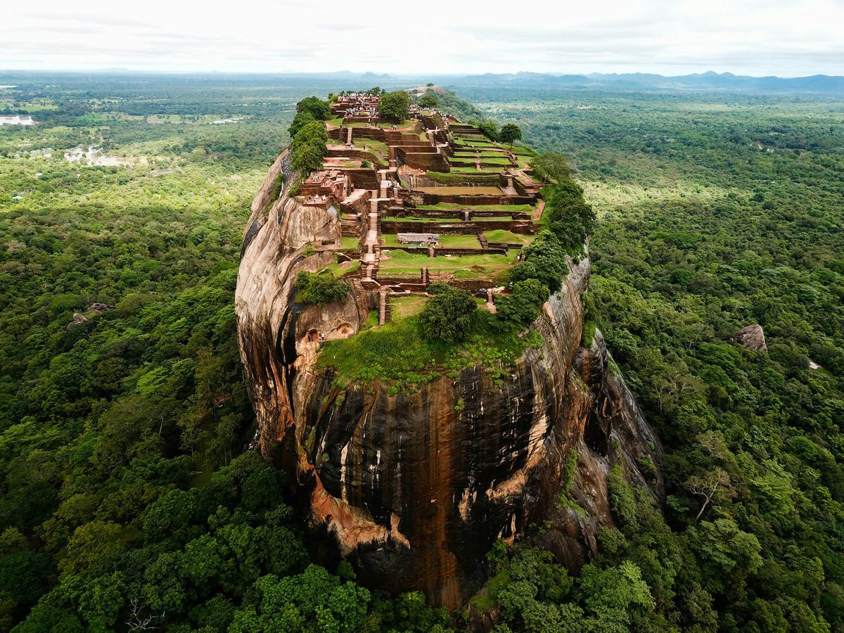 Aerial view of Sigiriya rock fortress
