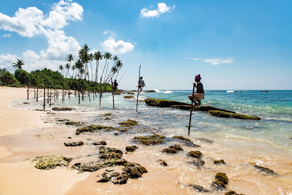 Stilt fishermen on the south coast of Sri Lanka